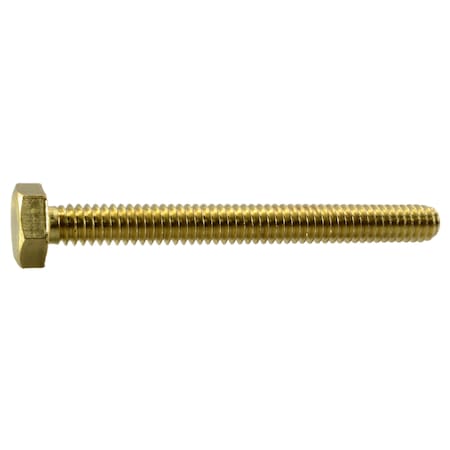 Midwest Fastener Not Graded, 1/4"-20 Hex Head Cap Screw, Plain Brass, 2-1/2 in L, 2 PK 38746